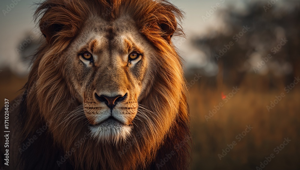 Naklejka premium a majestic lion in furious look