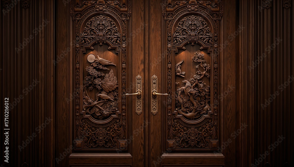 a front close up of antique style door 