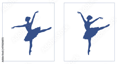 Elegant ballerina silhouettes in a graceful dance pose modern art style
