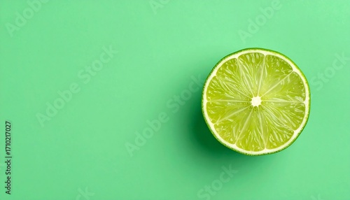 Lime slice on mint green background