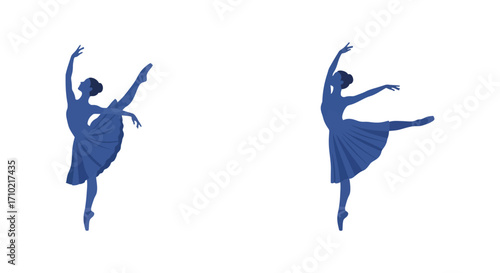 Elegant silhouettes of two ballerinas in graceful dance poses displayed