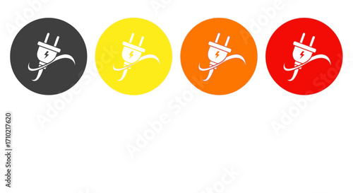 Dynamic superhero electric plug icon set with capes, illustrating the concept of powerful energy, fast charging, and electricity