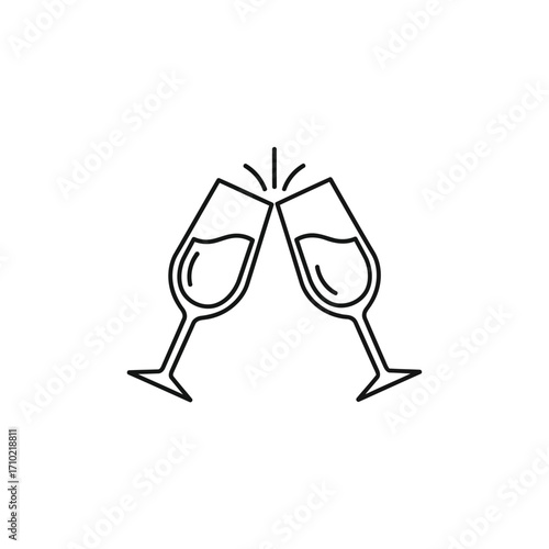 Vector art of two champagne glasses toasting, celebrating success, achievement, and special occasions with a cheerful clink