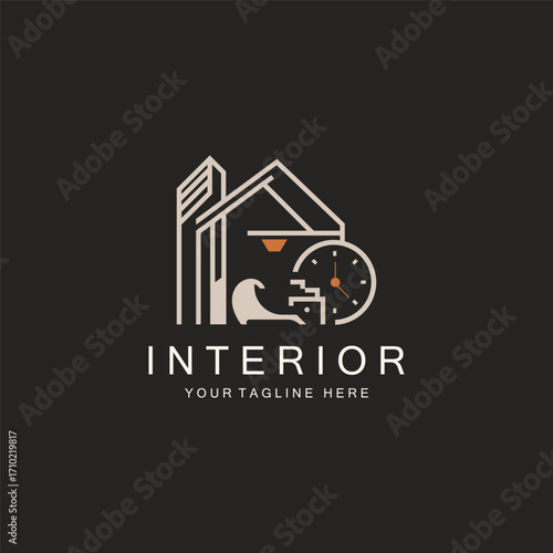 Interior Home logo creative design minimalist geometric lines