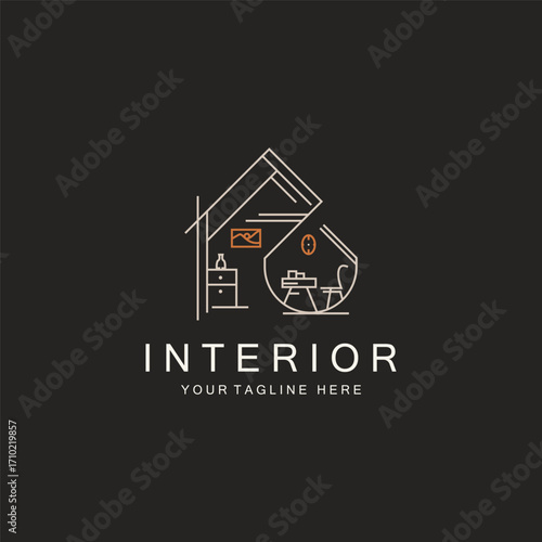 Interior Home logo creative design minimalist geometric lines