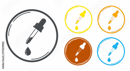 Pipette Icon Set Versatile Dropper Design in Various Colors