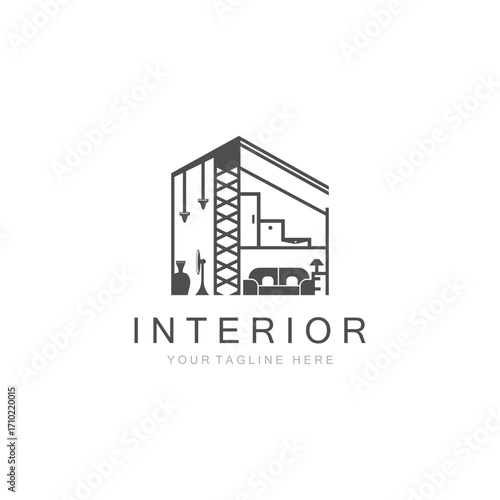 Interior Home logo creative design minimalist geometric lines