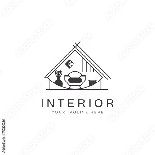 Interior Home logo creative design minimalist geometric lines