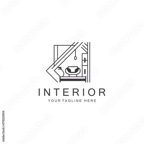 Interior Home logo creative design minimalist geometric lines