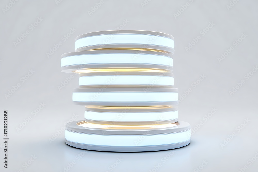 Obraz premium Modern technology podium with glowing futuristic lights, perfect for product showcases and digital presentations