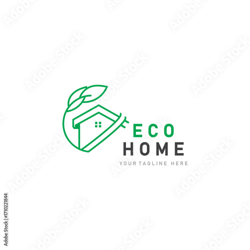Eco home leaf logo design business concept with flat style element
