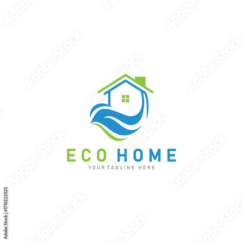 Eco home leaf logo design business concept with flat style element
