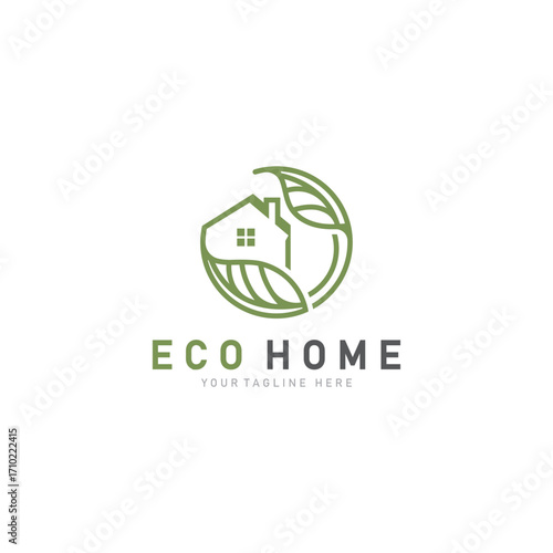 Eco home leaf logo design business concept with flat style element