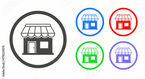 Shop Icon Set Diverse Color Options for Your Business