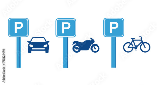 Parking Signs Car, Motorcycle, and Bicycle Parking Symbols