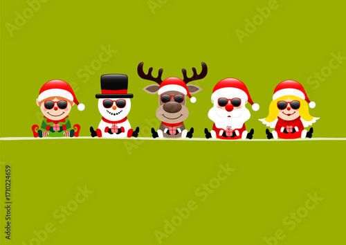 Elf Schneemann Rentier Santa Und Engel Sonnenbrille Hellgrün