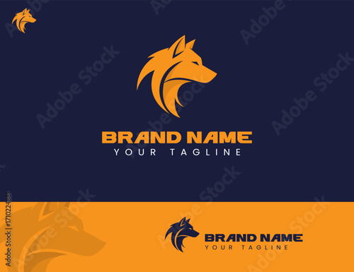 orange wolf logo abstract illustration design