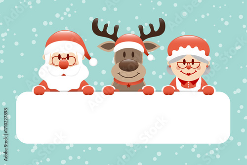 Gutschein Santa Rentier Und Mrs Santa Schnee Türkis