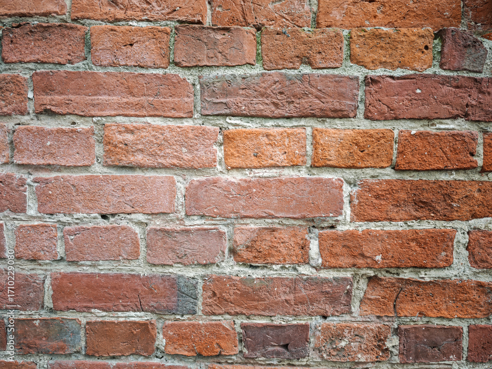 Naklejka premium Old red brick wall background texture