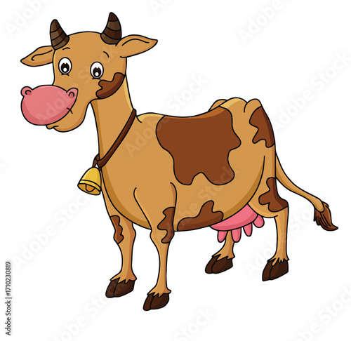 Cute cartoon hand drawn vector funny cow clipart.