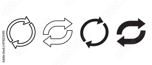 sync icons set. isolated on white background, representing synchronization and update.