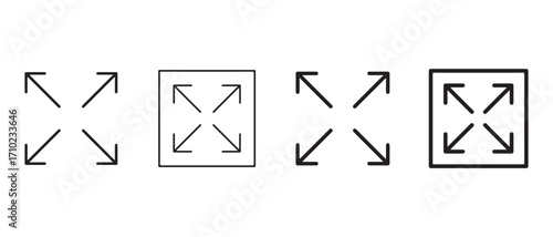 resize icons set. isolated on white background, representing scaling and expansion.