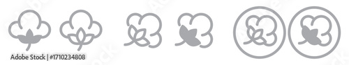 Cotton linear icons set isolated on transparent background. Collection of cotton flower outline signs. Simple line design vector illustrations perfect for organic fabric, eco textile, natural products