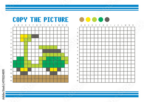 Copy the picture grid drawing worksheet for kids. Pixel art scooter