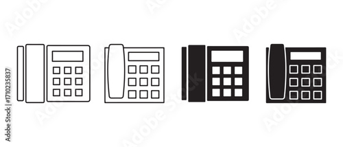 Office phone icon set. isolated on white background in vector illustration.
