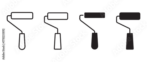 Set of paint roller icons. isolated on white background for painting and renovation.