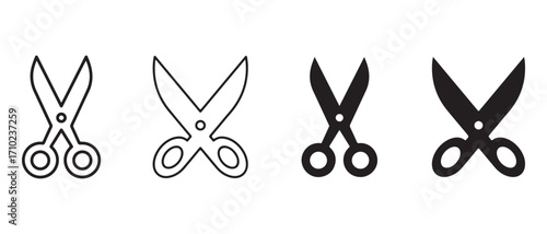 Scissors icon set. isolated on white background for cutting and crafting.