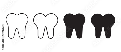 Tooth icon set. isolated on white background in different styles and colors.