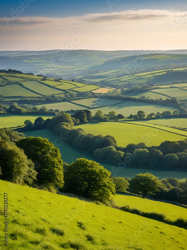 View from Selsley Common towards Kings Stanley and Stonehouse, near Stroud Gloucestershire, United Kingdom