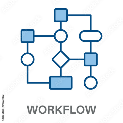 Workflow Concept Simple Style Blue Design Vector