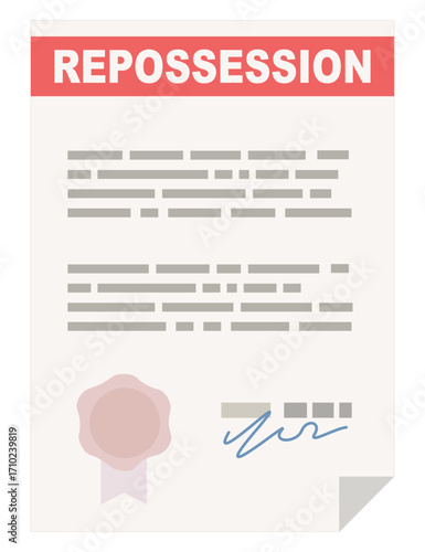Repossession document in flat design style (cut out)