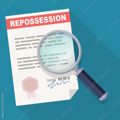 Repossession document under the microscope (flat design)
