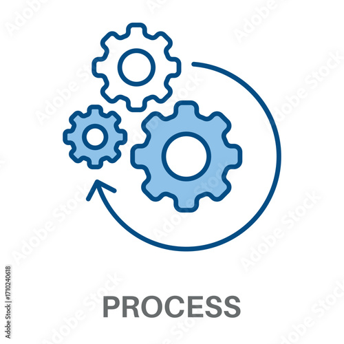 Process Concept Simple Style Blue Design Vector