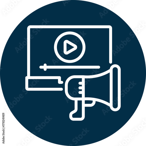 Video marketing icon for content marketing, business, website, application, printing, document, poster design, etc