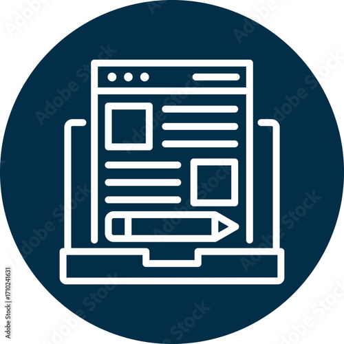 Blogging icon for content marketing, business, website, application, printing, document, poster design, etc