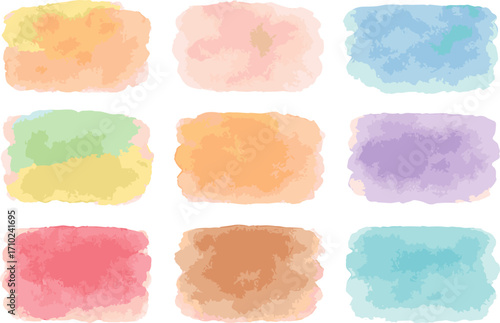 Create a kinds of deferent Watercolor Art Background Collection vector art with white background.