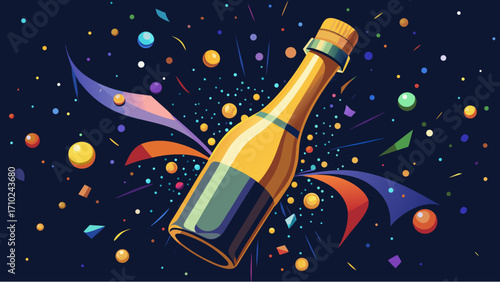 champagne bottle and fireworks
