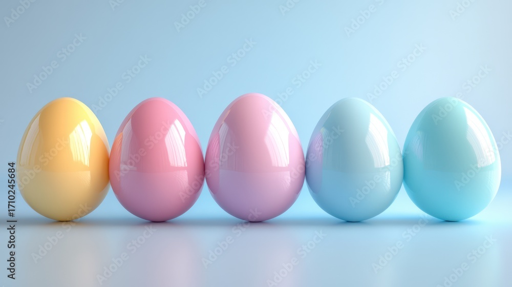 Pastel Easter Eggs in a Row