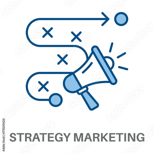 Strategy Marketing Concept Simple Style Blue Design Vector