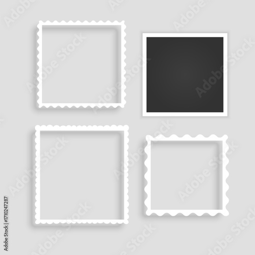 Set of four square photo frames with black space empty, Vector format