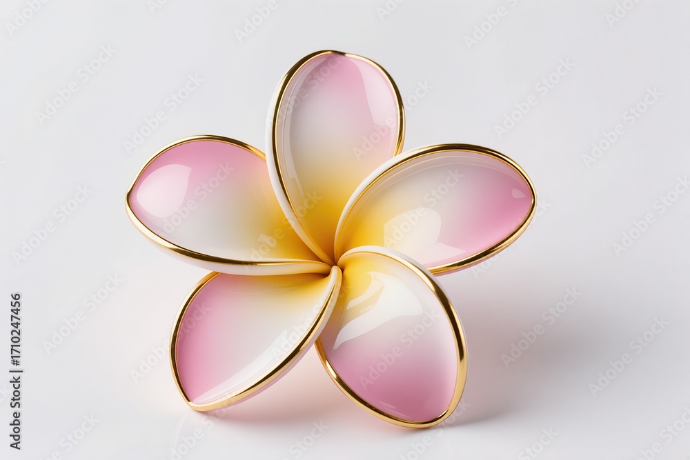 Fototapeta premium A 3d artwork of a Gradient Fragipane, golden outlines with 3D glass effect, modern digital art, white base