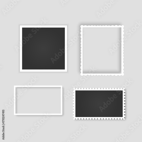 Set of four square photo frames with black space empty, Vector format