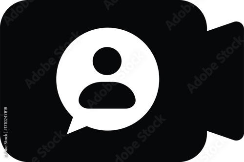 Video call Vector Icon, Pixel Perfect. For Mobile and Web. Icon can be used for meeting, video conference, online messaging, speech, discussion, teaching etc