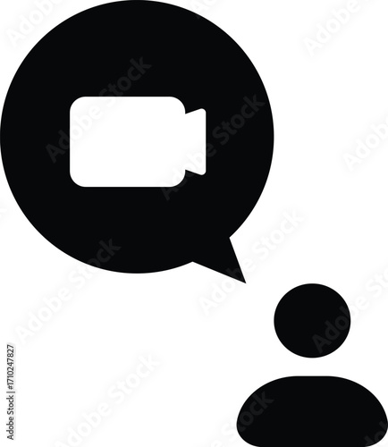 Video call Vector Icon, Pixel Perfect. For Mobile and Web. Icon can be used for meeting, video conference, online messaging, speech, discussion, teaching etc