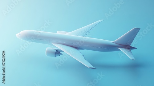 Wallpaper Mural Simple white airplane on light blue background Torontodigital.ca