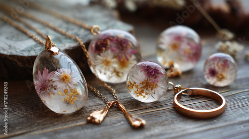 ドライフラワーのレジンアクセサリー / Dried Flower Resin Accessories